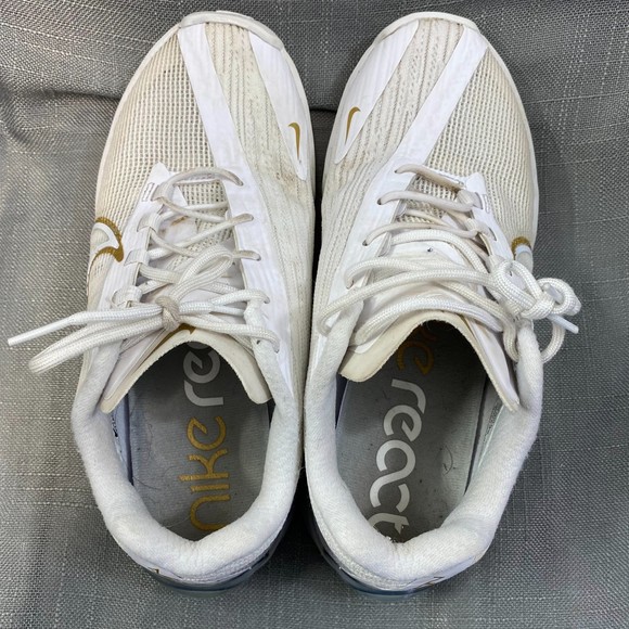Nike React Metcon Turbo 'White Metallic Gold' CT1249-100 Women Trainers Sz 7.5 - Picture 6 of 9